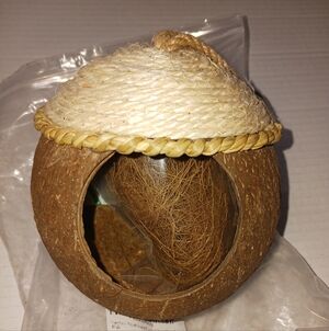 Bird Coconut Shell Nest, Hamster Pet  House Nest, About 5in By 5in New Flaw?